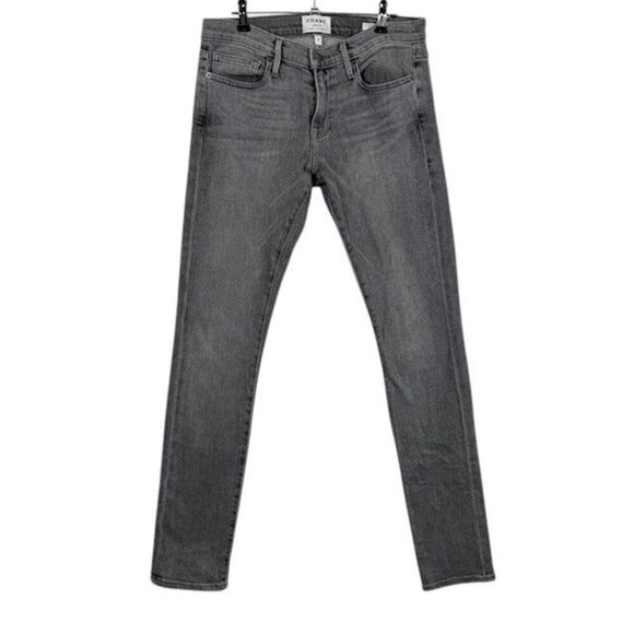 FRAME Le Homme Slim Jeans Rushmore Wash Men's Gray Black stonewashed Size 29 x32 - Picture 3 of 14